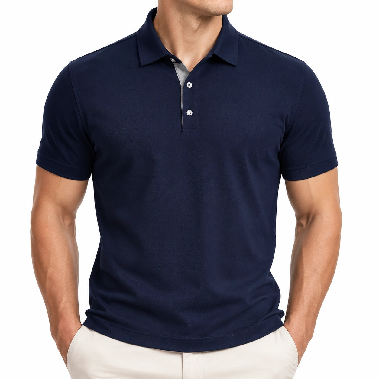 Herren Poloshirt Größe M Dunkelblau Kurzarm mit Knopfleiste
