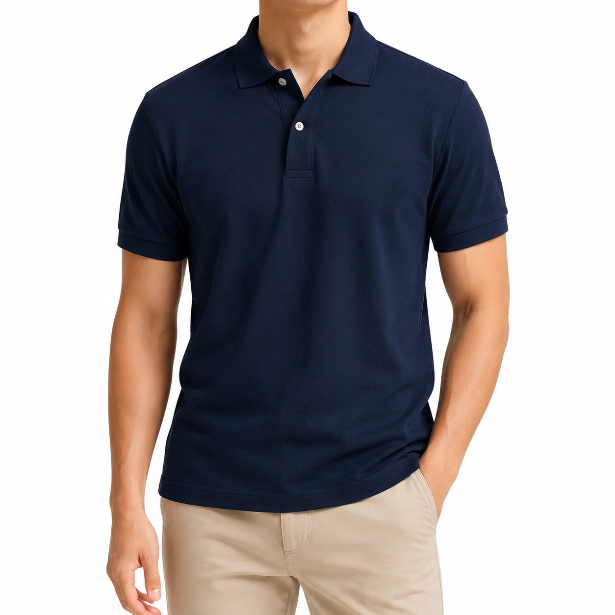 Herren Poloshirt Größe M aus Textil in Dunkelblau mit Kurzarm
