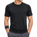 Herren Sport T-Shirt Größe L Schwarz aus synthetischem Funktionsgewebe mit Rundhals Kurzarm