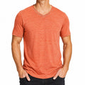 Herren T-Shirt L orange meliert mit V-Ausschnitt Kurzarm