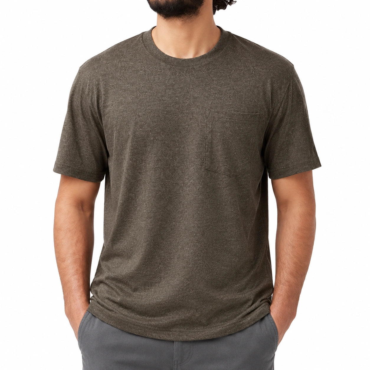 Herren T-Shirt Größe L aus Baumwolle in Dunkelgrau mit Brusttasche