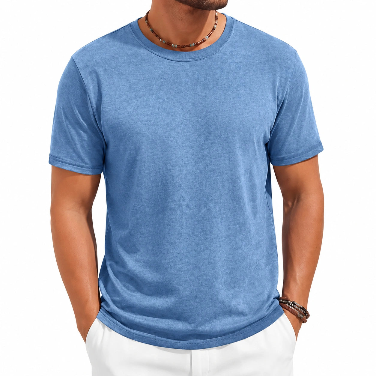 Herren T-Shirt XL Textil Blau Kurzarm Rundhals Freizeit
