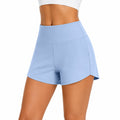Damen Sportshorts Größe M hellblau Stretchstoff hoch tailliert