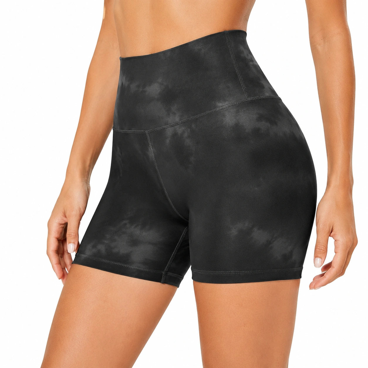 Damen Sportshorts Größe M Schwarz mit hohem Bund für Training