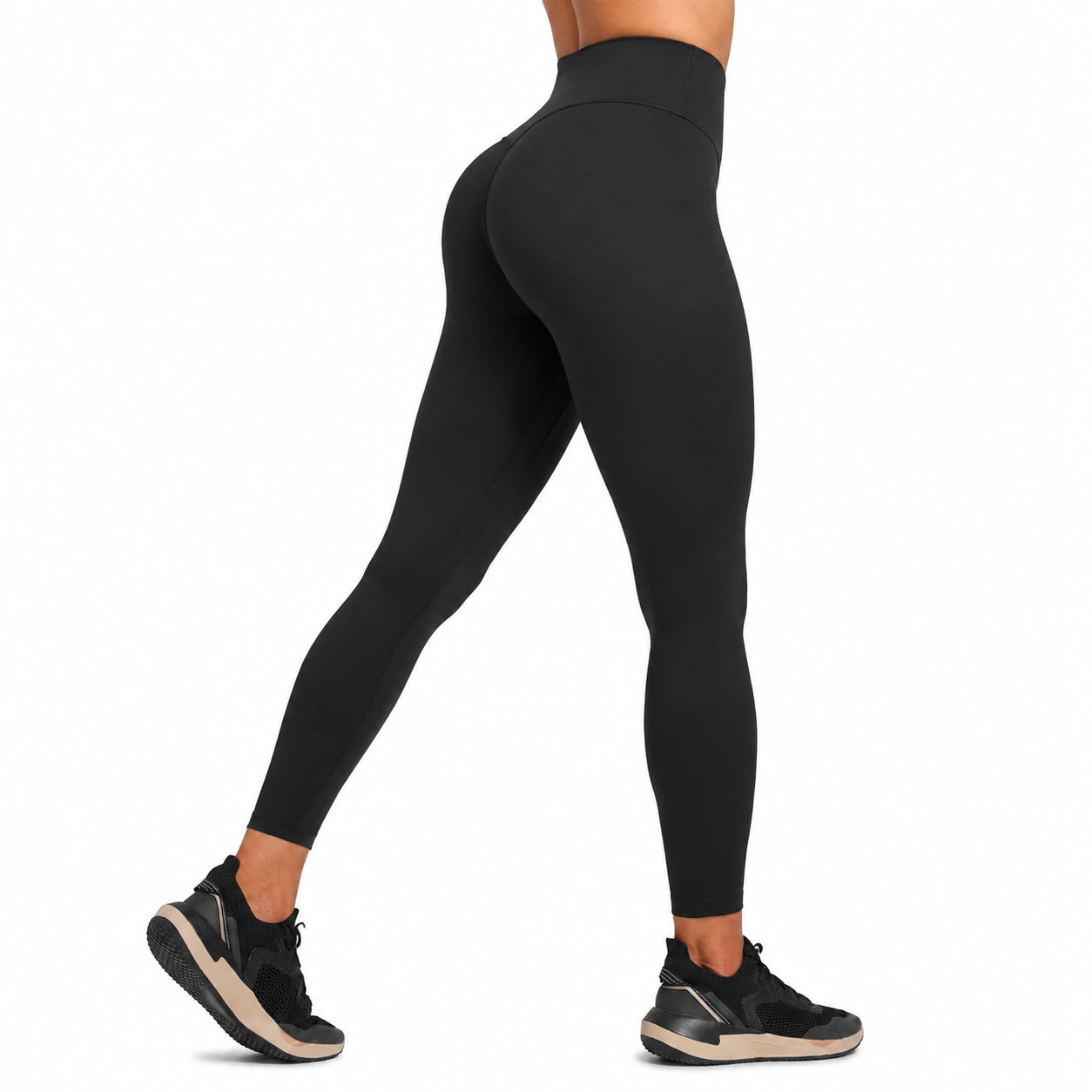 Damen Sportleggings Größe S Schwarz aus elastischem Synthetikgewebe mit hohem Bund
