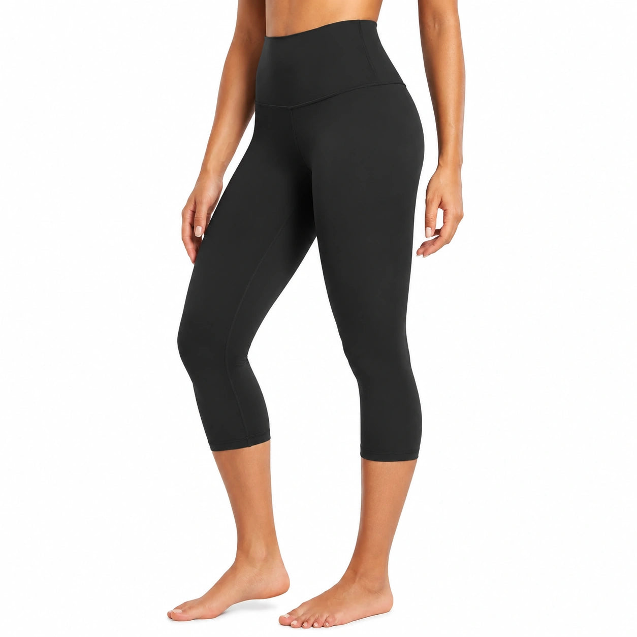 Damen Capri Leggings Größe S Schwarz mit hohem Bund für Sport